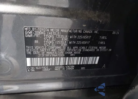 2024 Toyota Rav4 Le from USA, damaged, VIN 2T3F1RFV1RW470934